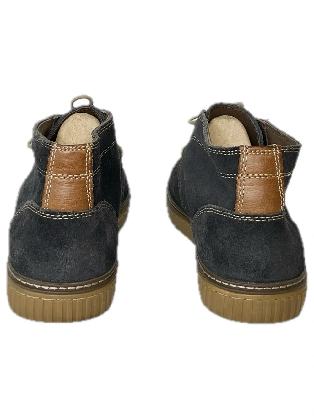 Johnston & Murphy Navy Suede Chukka Boots with Tan Sole